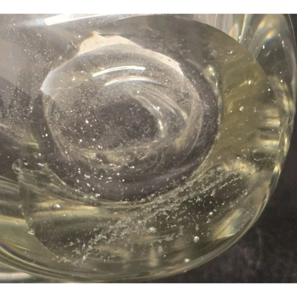 Vintage Clear Art Glass Basket Vase 6.25” Tuscany Style UV Pink Selenium Glow